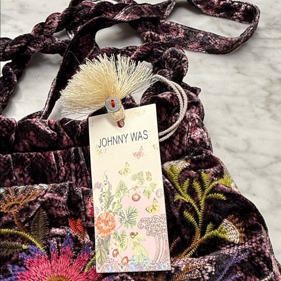 Johnny Was NWT Ulla Velvet Maroon Leopard Flo Embroidered Crossbody Pouch Bag - Picture 7 of 14